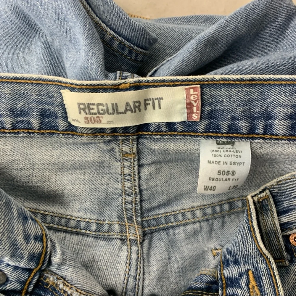 Levis Men Size 40 x 29 Jeans 505 Regular Fit Straight Light Pants Cotton Y2K 05 - Picture 6 of 8
